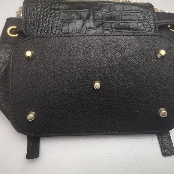 Valentina Genuine Leather Ladies Black Fully Lined Pebble Finish Mini Backpack - Picture 8 of 10